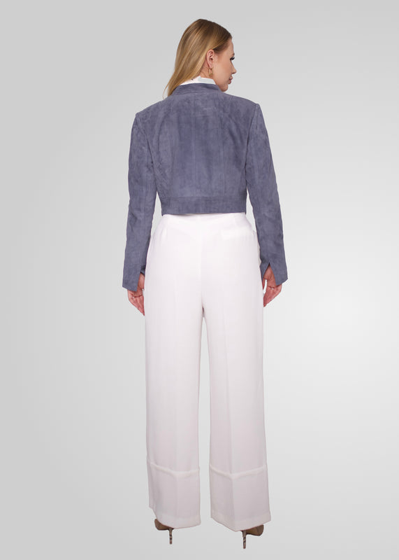 ADRIANA- CROPPED ASYMMETRICAL SUEDE JACKET