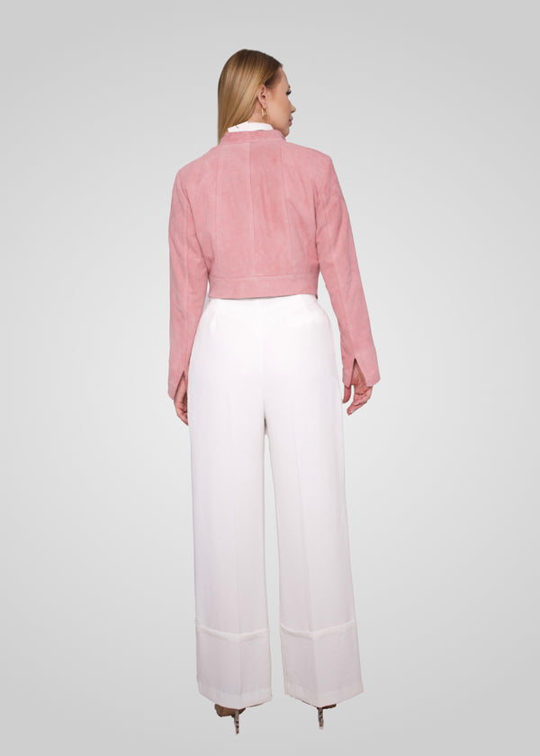 ADRIANA- CROPPED ASYMMETRICAL SUEDE JACKET