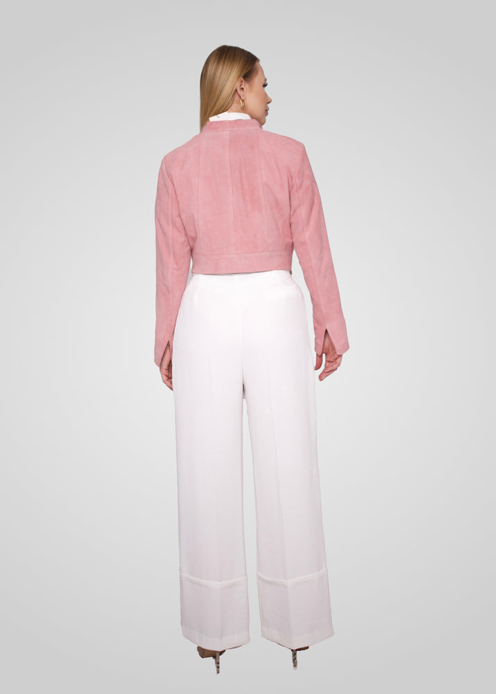 ADRIANA- CROPPED ASYMMETRICAL SUEDE JACKET