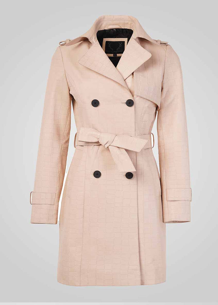 LAURE- KNEE LENGTH LEATHER TRENCH