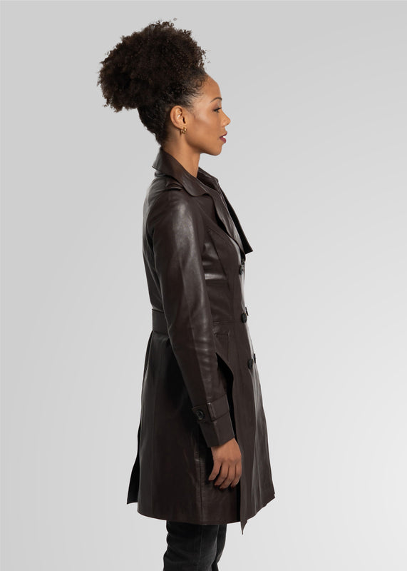 LAURE- KNEE LENGTH LEATHER TRENCH